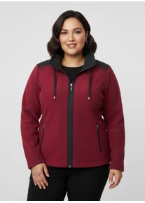 sheego Gro&szlig;e Gr&ouml;&szlig;en Fleecejacke mit Kontraststreifen, rot-schwarz, Gr&ouml;&szlig;e 48 - Damen