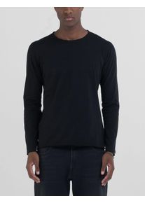 Langarmshirt Replay, Herren, Gr. XS, schwarz, Jersey, Obermaterial: 100% Baumwolle, regular fit, Shirts Langarmshirt