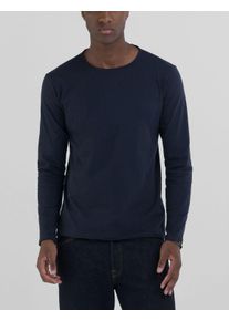 Langarmshirt Replay, Herren, Gr. S, blau (night blau), Jersey, Obermaterial: 100% Baumwolle, regular fit, Shirts Langarmshirt