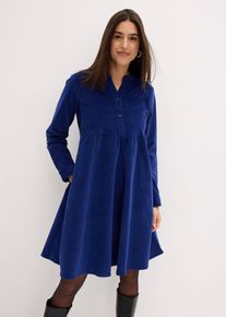 bonprix Kleid aus Baumwollcord, blau, Gr.50, L&auml;ssiges Baumwoll-Cord-Kleid mit V-Ausschnitt, aus Cord