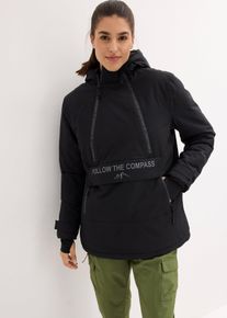 bonprix Gef&uuml;tterter Windbreaker, schwarz, Gr.48, Wasserdichte Skijacke zum Reinschl&uuml;pfen mit weichem Fleece-Futter, aus Fleece