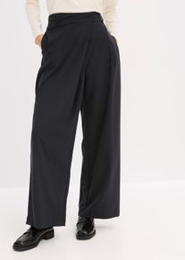 bonprix Marlenehose aus flie&szlig;endem Viskose-Mix, schwarz, Gr.50, High-Waist Hose in Wickeloptik mit breitem Bund und geradem Bein, aus Viskose