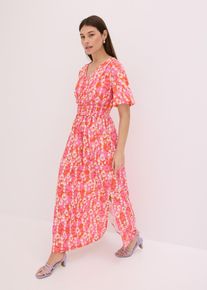 bonprix Maxikleid, pink, Gr.40/42 (M), modisch bedrucktes Maxikleid mit tiefem V-Ausschnitt vorne