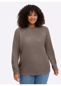 sheego Große Größen Stehkragenpullover mit Raglan-Ärmeln, taupe, Größe 40 - Damen