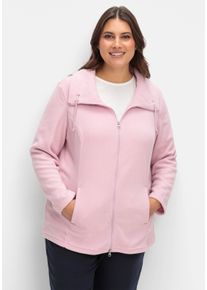 sheego Große Größen Fleecejacke mit 2-Wege-Reißverschluss, rosé, Größe 38 - Damen