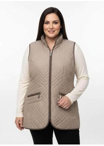 sheego Große Größen Steppweste mit Reißverschluss-Taschen, sesam, Größe 52 - Damen