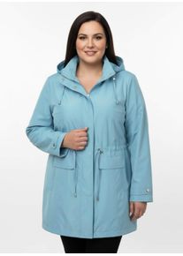 sheego Große Größen Jacke mit regulierbarer Kapuze und Taille, aquamarin, Größe 52 - Damen
