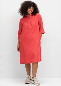 sheego Gro&szlig;e Gr&ouml;&szlig;en Hemdblusenkleid aus Leinen-Mix, hummer, Gr&ouml;&szlig;e 40 - Damen