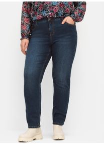 sheego Gro&szlig;e Gr&ouml;&szlig;en Jeans schmal, mit extra-weitem Oberschenkel, dark blue denim, Gr&ouml;&szlig;e 104 - Damen