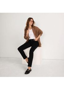 LANDS' END Unifarbene Straight Fit Jeans Mid Waist, Damen,  Schwarz, Elasthan/Baumwoll-Mischung/Polyester-Mischung, by Lands' End