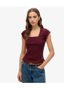 Superdry Damen Essential Kurzarm-t-shirt mit Eckigem Ausschnitt Lila - Gr&ouml;&szlig;e: 44 21024220001611KD025
