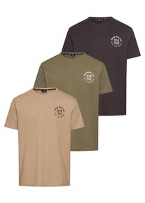 H.I.S. T-Shirt H.I.S, Herren, Gr. S (44/46), gr&uuml;n (khaki, anthra, beige), Single Jersey, Obermaterial: 100% Baumwolle, bedruckt, schmal, Rundhals, gerader Abschluss, Shirts T-Shirt, schmal geschnitten, bedrucktes Design, aus 100% Baumwolle