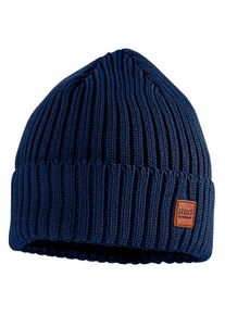 MaxiMo M&uuml;tze mit Rippe Umschlagrand mit Futter M&uuml;tze Kids (Gr 47-49 cm |blau)
