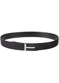 Tom Ford G&uuml;rtel - T-logo Plaque Reversible Buckle Belt Black - Gr. 100 - in Schwarz - f&uuml;r Damen