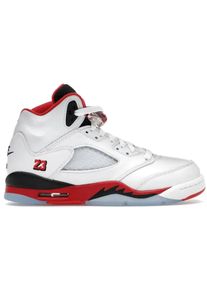 Nike Low-Top Sneaker - Jordan 5 Retro Fire Red Black Tongue (2025) (GS) - Gr. 36,5 (EU) - in Wei&szlig; - f&uuml;r Damen