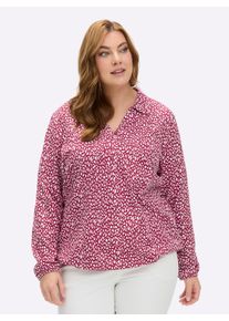 sheego Große Größen Langarmshirt mit Gummibündchen, bedruckt, kirsche-weiß-bedruckt, Größe 48 - Damen