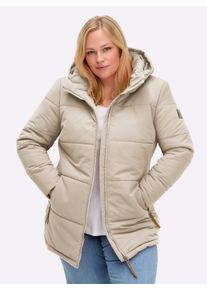 sheego Gro&szlig;e Gr&ouml;&szlig;en Outdoorjacke mit abnehmbarer Kapuze und Jersey-B&uuml;ndchen, sand, Gr&ouml;&szlig;e 52 - Damen