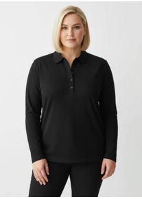 sheego Große Größen Poloshirt aus Baumwoll-Qualität, schwarz, Größe 42 - Damen