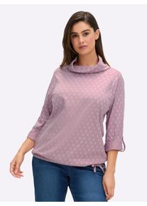 sheego Große Größen Rollkragenshirt Mit Krempel-Ärmel, mauve-ecru-bedruckt, Größe 44 - Damen
