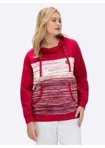sheego Gro&szlig;e Gr&ouml;&szlig;en Sweatshirt mit K&auml;nguru-Taschen, rot-ecru-meliert, Gr&ouml;&szlig;e 42 - Damen