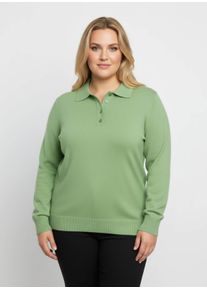 sheego Große Größen Polopullover mit kurzer Knopfleiste, apfel, Größe 44 - Damen