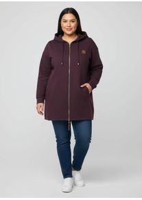 sheego Gro&szlig;e Gr&ouml;&szlig;en Sweatjacke mit 2-Wege-Rei&szlig;verschluss, burgund, Gr&ouml;&szlig;e 46 - Damen