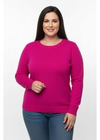 sheego Gro&szlig;e Gr&ouml;&szlig;en Langarm-Pullover aus reiner Baumwolle, fuchsia, Gr&ouml;&szlig;e 52 - Damen