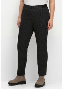 sheego Gro&szlig;e Gr&ouml;&szlig;en Wirkhose mit seitlicher Kontrastpaspel, schwarz-gestreift, Gr&ouml;&szlig;e 27 - Damen