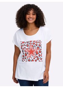 sheego Große Größen Shirt mit Animal- und Stern-Motiv, grapefruit-weiß, Größe 44 - Damen