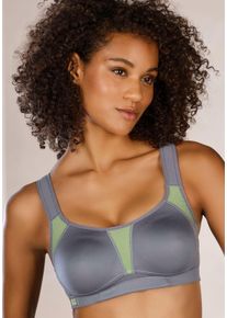 H.I.S. sheego Große Größen Sport-BH, grau-neon-grün, Größe 80B - Damen