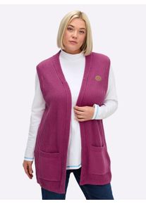 sheego Große Größen Strickweste in Longform, gerippt, erika, Größe 40 - Damen