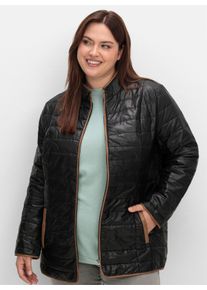 sheego Gro&szlig;e Gr&ouml;&szlig;en Steppjacke mit kontrastfarbigem Futter, schwarz, Gr&ouml;&szlig;e 38 - Damen