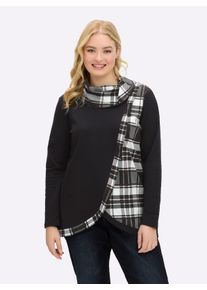 sheego Große Größen Sweatshirt mit Karo-Einsätzen, schwarz-gemustert, Größe 40 - Damen