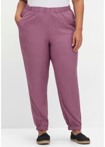 sheego Gro&szlig;e Gr&ouml;&szlig;en Haremshose mit B&uuml;ndchen am Saum, violett, Gr&ouml;&szlig;e 52 - Damen