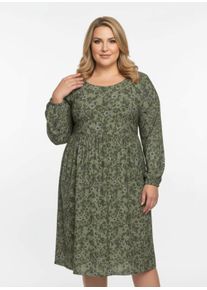 sheego Große Größen Blumenkleid in floral bedruckter Mesh-Qualität, schilf-bedruckt, Größe 36 - Damen