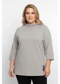 sheego Große Größen 3/4-Arm-Shirt mit halsfernem Rollkragen, hellgrau, Größe 44 - Damen
