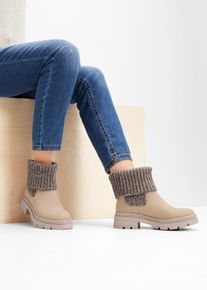 bonprix Chelsea-Boots mit Strickeinsatz, beige, Gr.42, Kuscheliger Boot f&uuml;r den Winter, aus Vegan