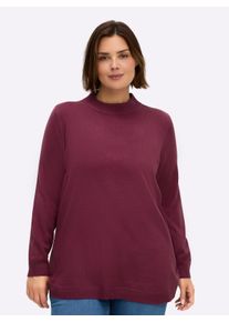 sheego Große Größen Pullover mit abgerundetem Saum, bordeaux, Größe 56 - Damen