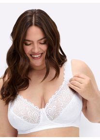 wäschepur sheego Große Größen Komfort-BH ohne Bügel mit Spitzen-Verzierung, weiß, Größe 75C - Damen