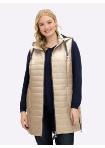sheego Gro&szlig;e Gr&ouml;&szlig;en Longweste mit abnehmbarer Kapuze, beige, Gr&ouml;&szlig;e 52 - Damen