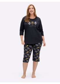 wäschepur sheego Große Größen Schlafanzug mit Glanz-Effekten, marine, Größe 44/46 - Damen