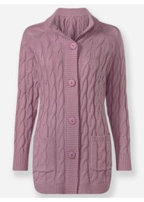 sheego Gro&szlig;e Gr&ouml;&szlig;en Longstrickjacke mit Zopf-Strickmuster, mauve, Gr&ouml;&szlig;e 48 - Damen