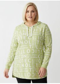 sheego Gro&szlig;e Gr&ouml;&szlig;en Longsweatshirt mit Lettering-Druck, pistazie-wei&szlig;-gemustert, Gr&ouml;&szlig;e 36 - Damen