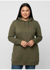 sheego Große Größen Longsweatshirt mit Kapuze, oliv, Größe 52 - Damen