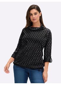 sheego Große Größen Rollkragenshirt Mit Krempel-Ärmel, schwarz-ecru-bedruckt, Größe 50 - Damen