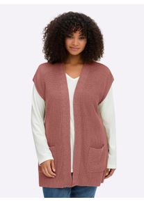 sheego Große Größen Strickweste mit Zopfmuster vorne, rosenholz, Größe 44 - Damen