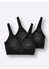 wäschepur sheego Große Größen Komfort-BH ohne Bügel mit Jacquard-Muster, schwarz, Größe 85B - Damen