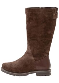 sheego Gro&szlig;e Gr&ouml;&szlig;en Weitschaftstiefel aus Leder mit Fellimitat, braun, Gr&ouml;&szlig;e 44 - Damen