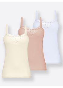 wäschepur sheego Große Größen Trägerhemd mit Batist-Motiv, weiß + apricot + champagner, Größe 50 - Damen