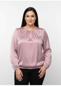 sheego Große Größen Satinbluse mit Raffungen, hortensie, Größe 42 - Damen